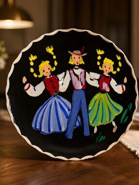 hand-painted wooden brooch a Scandinavian folk art created by an artist Niki